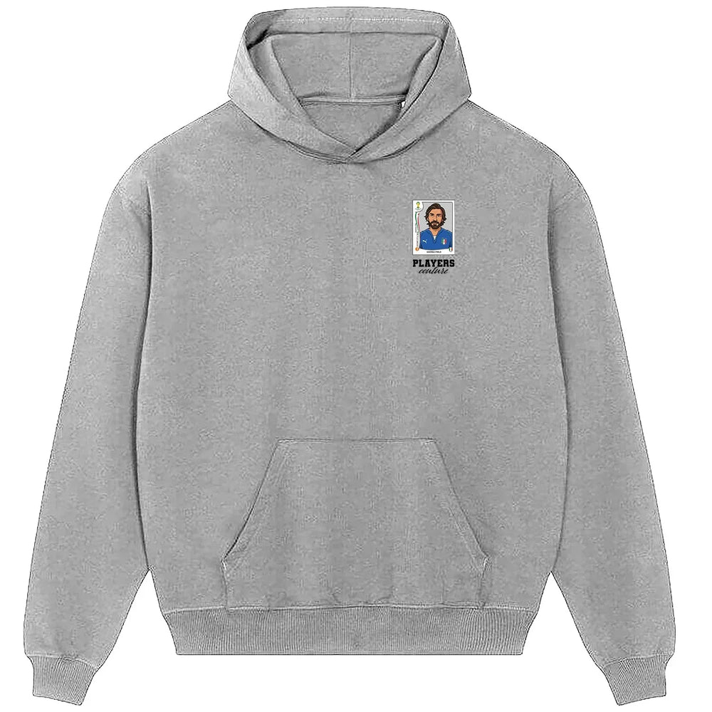 Andrea Pirlo World Cup Sticker Men's Hoodie – andrea pirlo sticker mens grey hoodie Players Couture design