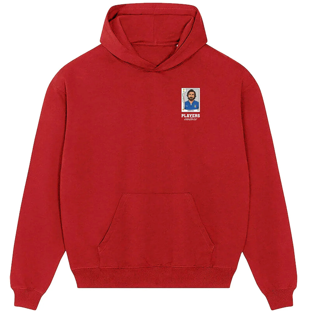 Andrea Pirlo World Cup Sticker Men's Hoodie – andrea pirlo sticker mens red hoodie Players Couture design