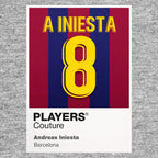 Andreas Iniesta 8 Football Shirt Frame Men's Hoodie – grey close-up detail shot of the Andreas Iniesta 8 Football Players