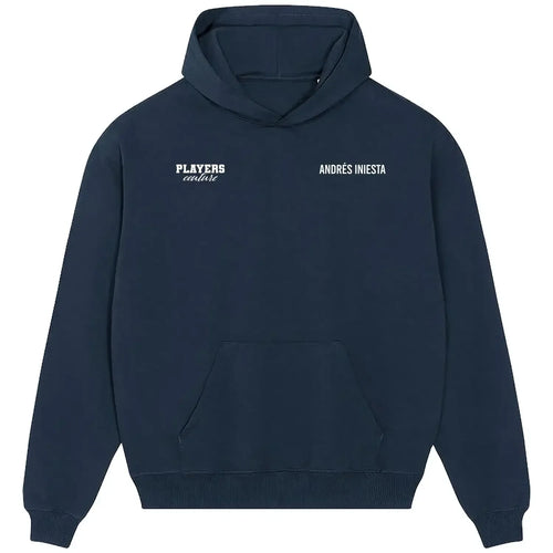 Andreas Iniesta hoodie – navy men's hoodie featuring the Andreas Iniesta Players Couture logo