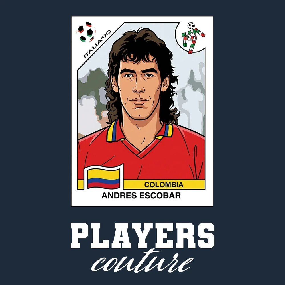 Andres Escobar World Cup Sticker Kids Hoodie – andres escobar navy Players Couture design