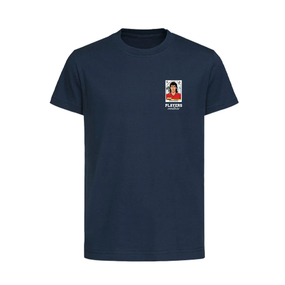 Andres Escobar World Cup Sticker Kids T-Shirt – andres escobar sticker kids navy tshirt Players Couture design
