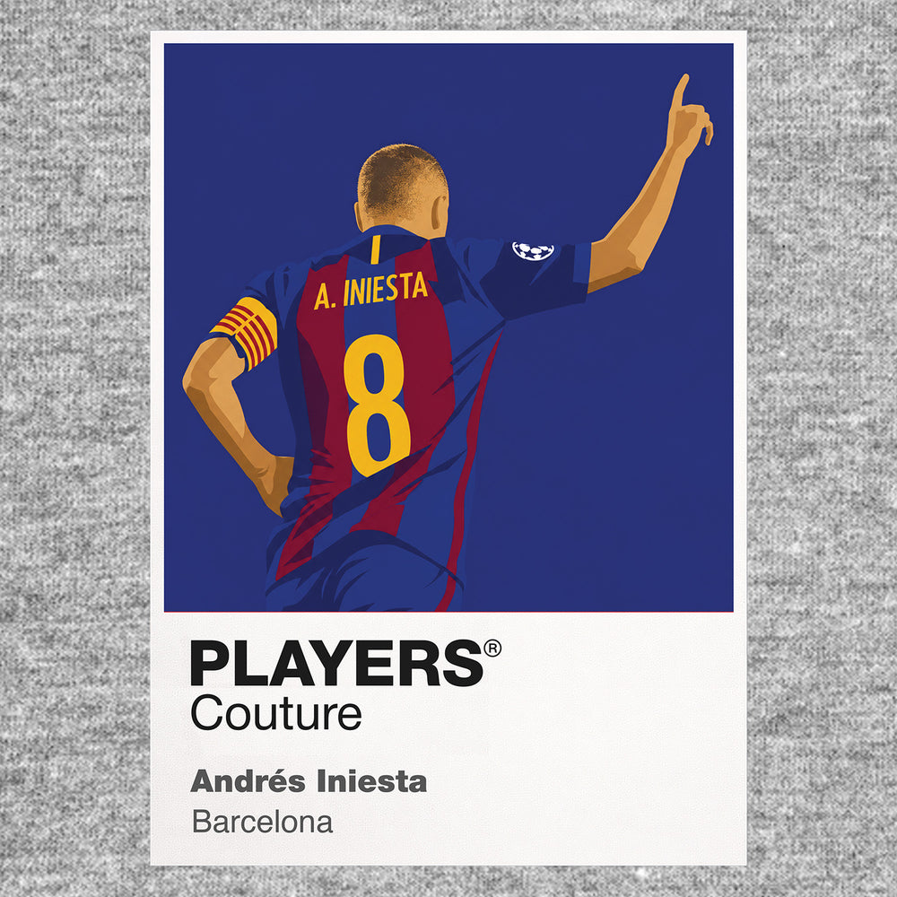 Andres Iniesta Barcelona Icon Frame — Gray