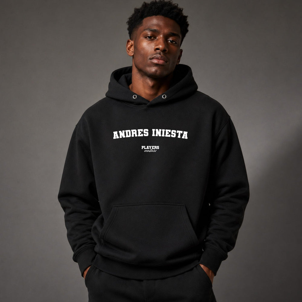 andres-iniesta name-print hoodie - black