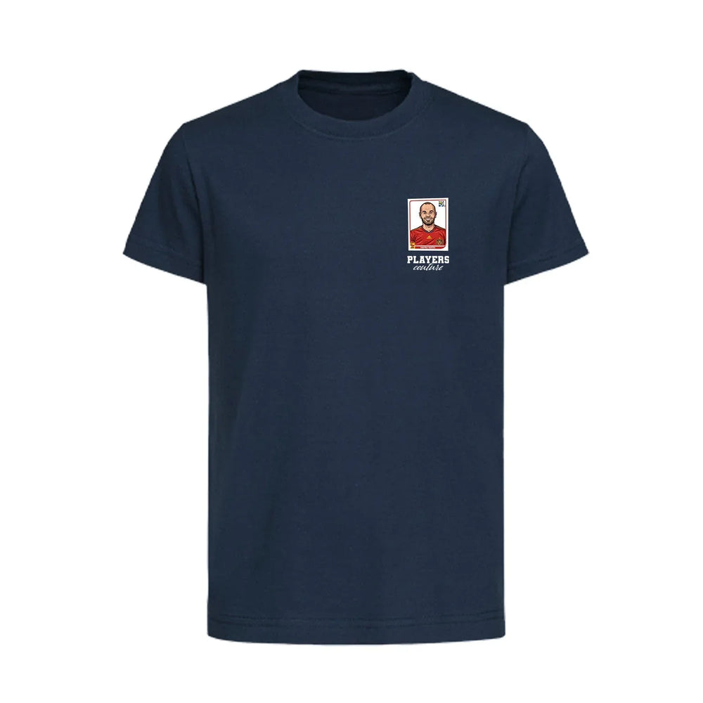 Andres Iniesta World Cup Sticker Kids T-Shirt – andres iniesta sticker kids navy tshirt Players Couture design