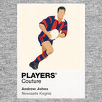 Andrew Johns Newcastle Knights rugby league hoodie grey