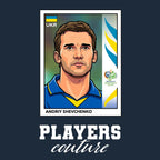 Andriy Shevchenko World Cup Sticker Men's T-Shirt – navy close-up detail shot of the Andriy Shevchenko World Cup Players