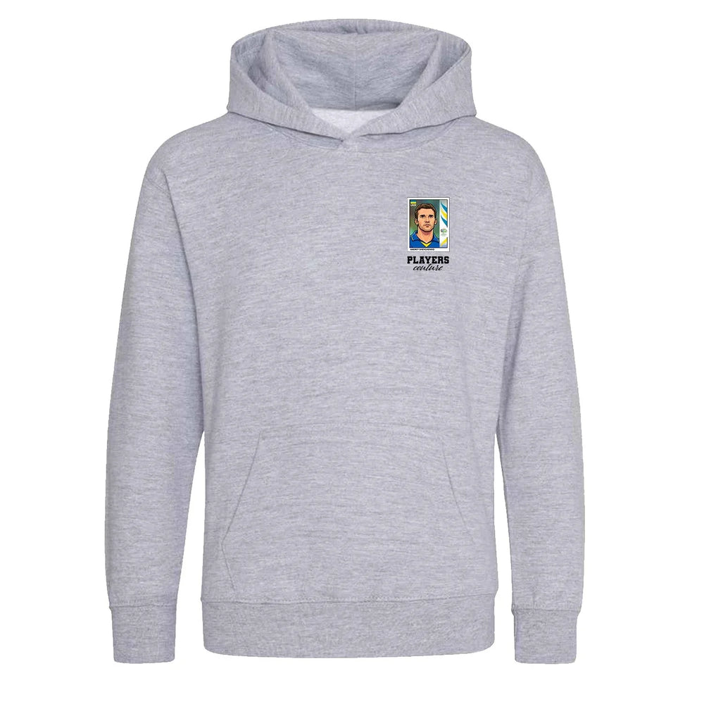Andriy Shevchenko World Cup Sticker Kids Hoodie – andriy shevchenko sticker kids grey hoodie Players Couture design