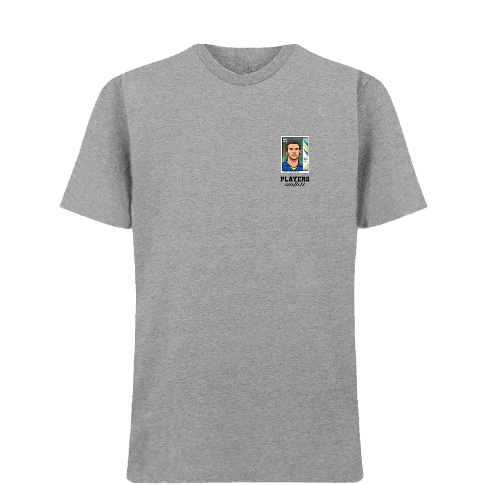 Andriy Shevchenko World Cup t-shirt – grey men's t-shirt featuring the Andriy Shevchenko World Cup Players Couture logo