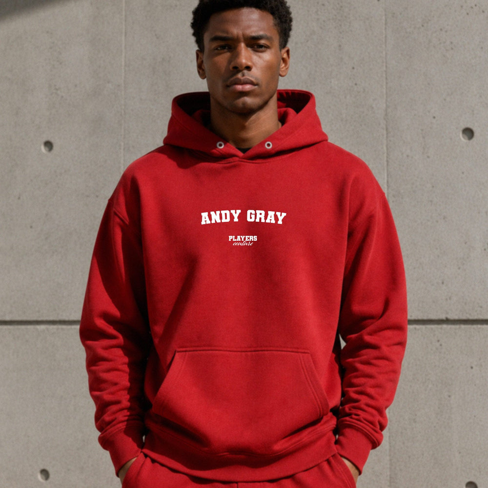 andy-gray name-print hoodie - red