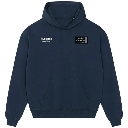 Andy Johnson hoodie – navy men's hoodie featuring the Andy Johnson Players Couture logo