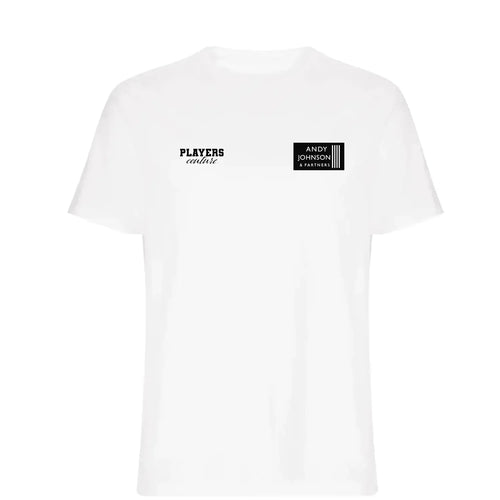 Andy Johnson t-shirt – white men's t-shirt featuring the Andy Johnson Players Couture logo