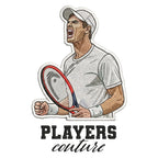 Andy Murray Badge Men's T-Shirt – black close-up detail shot of the Andy Murray Players Couture logo design