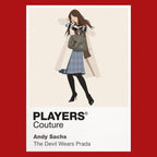 Andy Sachs Andy Sachs's transformation from aspiring journalist to sharply styled Runway assistant Icon Frame artwork in red
