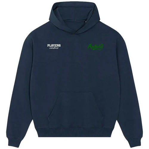 Anfield hoodie – navy men's hoodie featuring the Anfield Players Couture logo