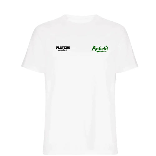 Anfield t-shirt – white men's t-shirt featuring the Anfield Players Couture logo