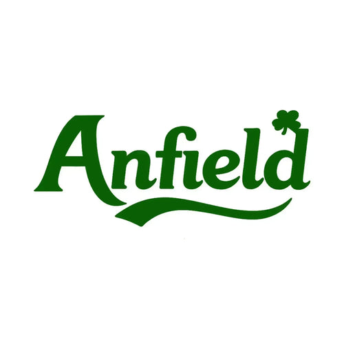 Anfield Logo Men's Hoodie – white close-up detail shot of the Anfield Players Couture logo design