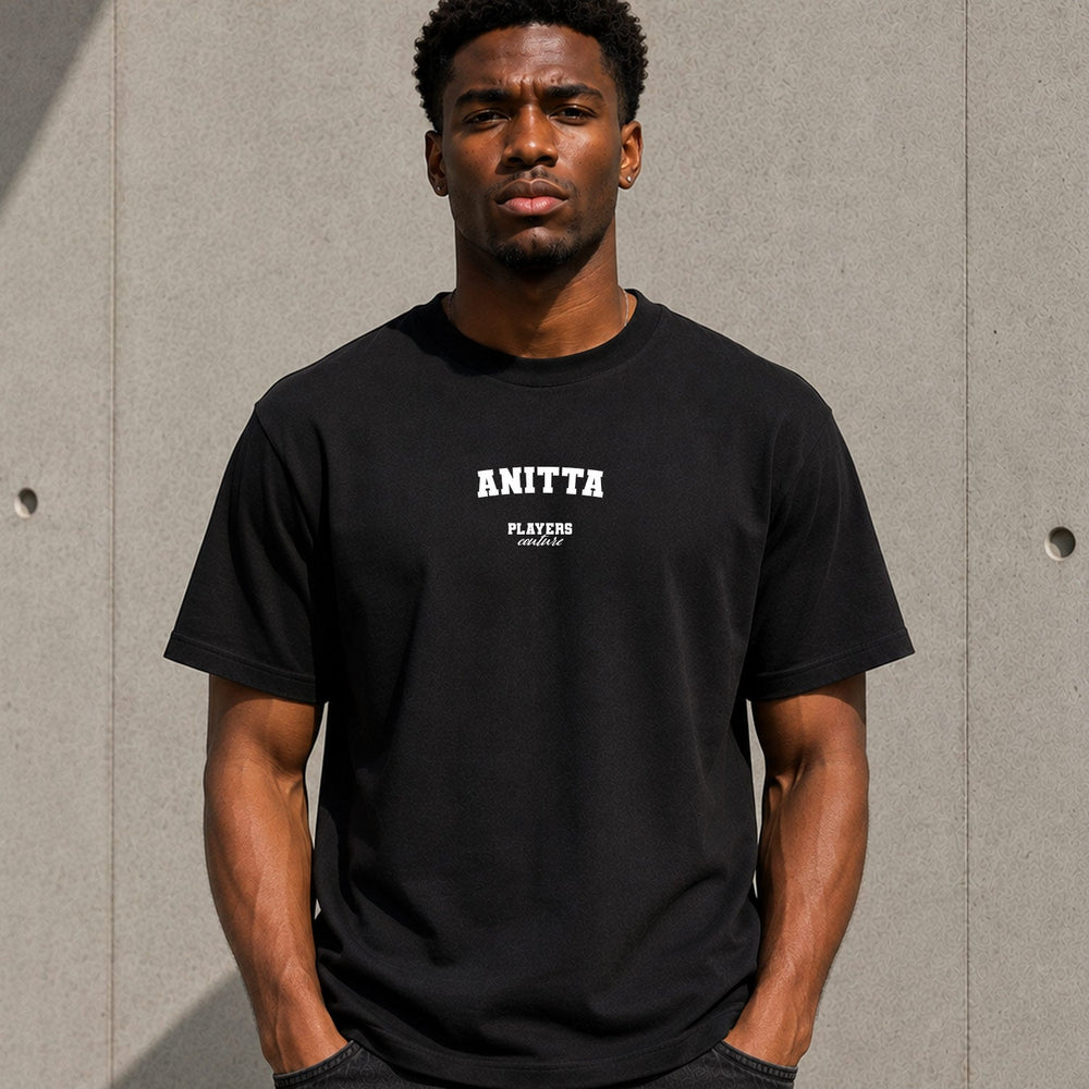 Anitta Men's T-Shirt — lifestyle photo, Black t-shirt