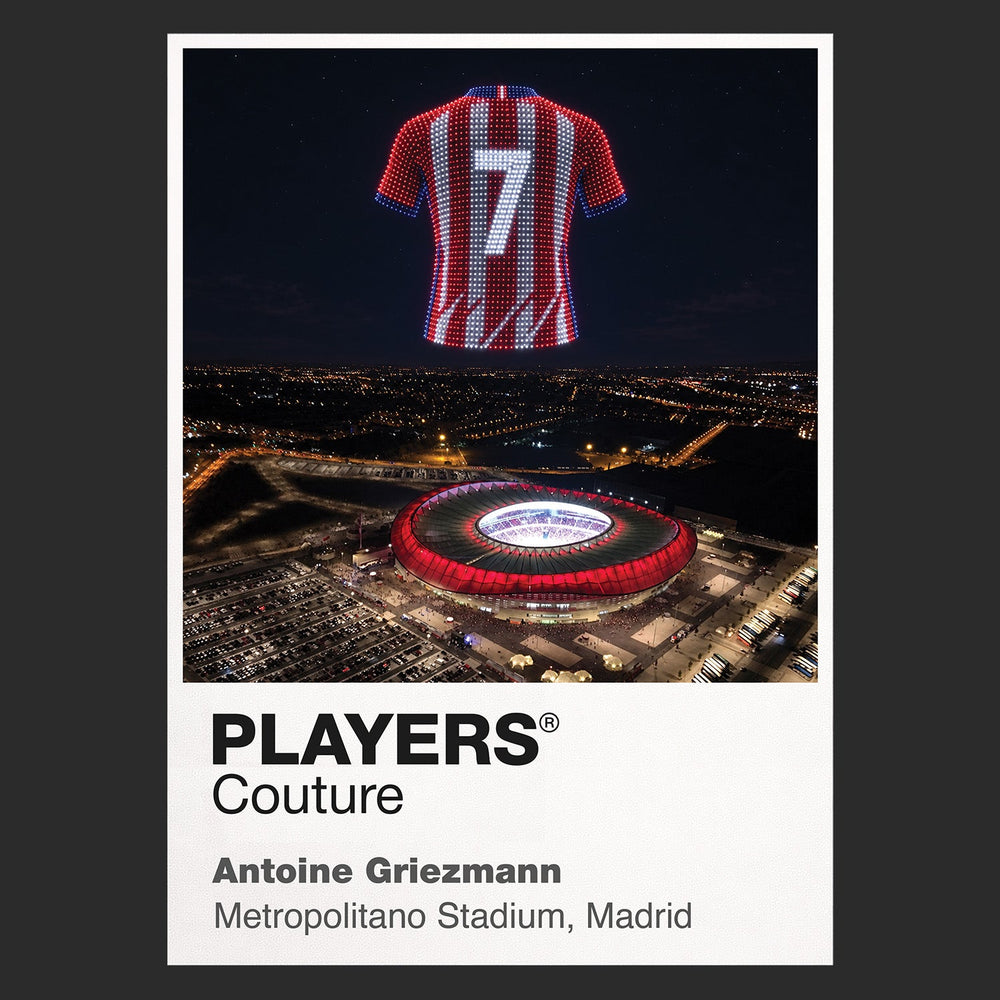 Antoine Griezmann Atlético Madrid number 7 Icons in Lights Frame artwork in black