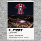 Antoine Griezmann Atlético Madrid number 7 Icons in Lights Frame artwork in grey