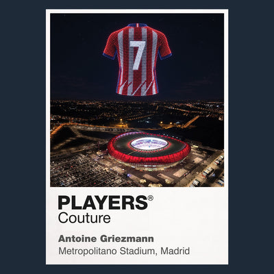 Antoine Griezmann Atlético Madrid number 7 Icons in Lights Frame artwork in navy