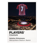 Antoine Griezmann Atlético Madrid number 7 Icons in Lights Frame artwork in white