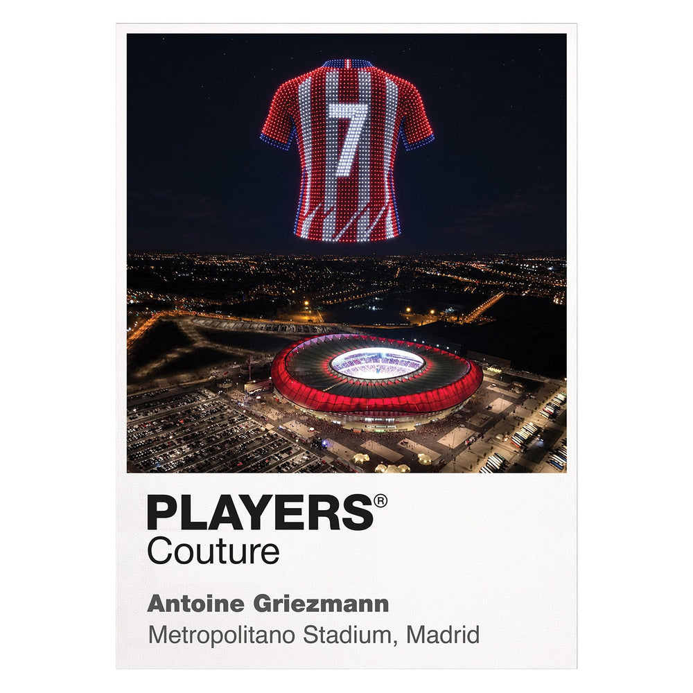 Antoine Griezmann Atlético Madrid number 7 Icons in Lights Frame artwork in white