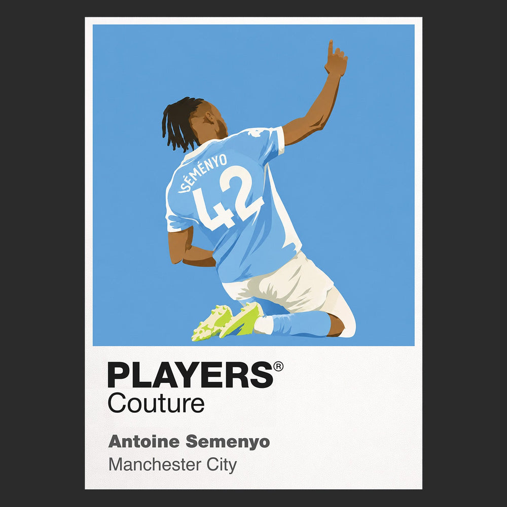 Antoine Semenyo Manchester City Icon Frame Kids T-Shirt — Black Artwork