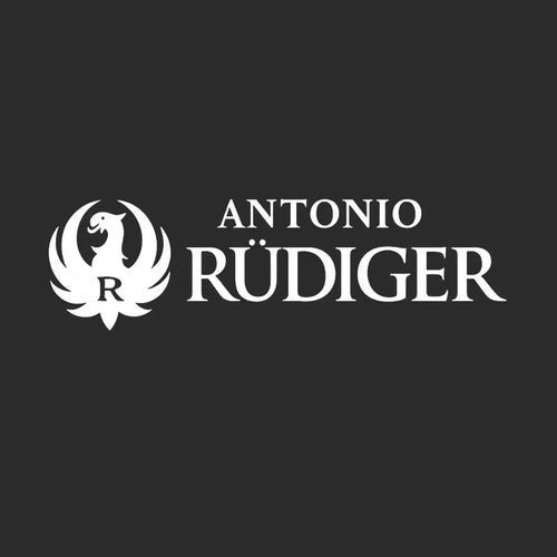 Antonio Rudiger Logo Men's Hoodie – black close-up detail shot of the Antonio Rudiger Players Couture logo design