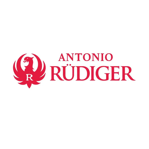 Antonio Rudiger Logo Men's Hoodie – white close-up detail shot of the Antonio Rudiger Players Couture logo design