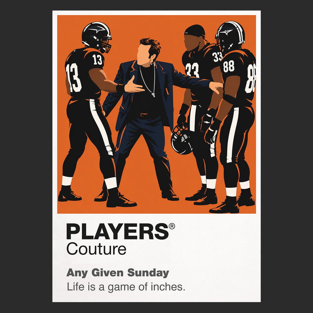 Any Given Sunday the Miami Sharks, Tony D'Amato's touchline authority and Willie Beamen's explosive rise Icon Frame artwork in black