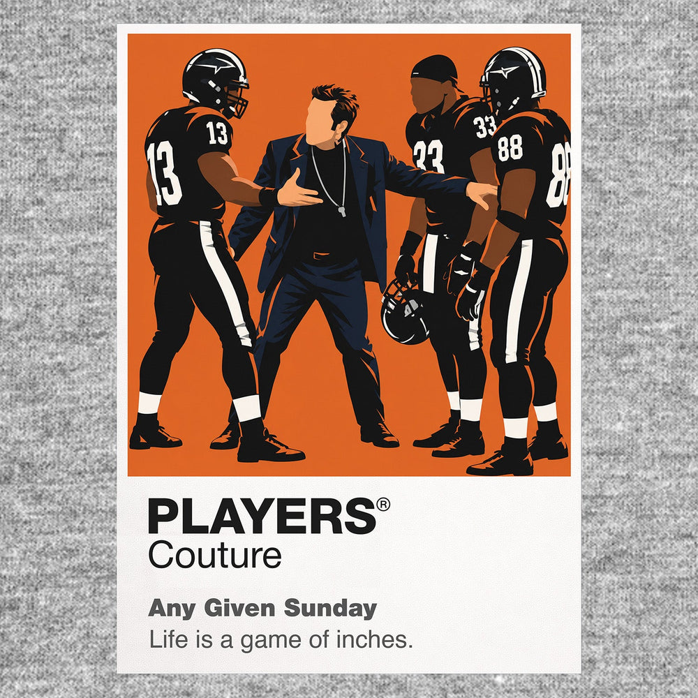 Any Given Sunday the Miami Sharks, Tony D'Amato's touchline authority and Willie Beamen's explosive rise Icon Frame artwork in grey