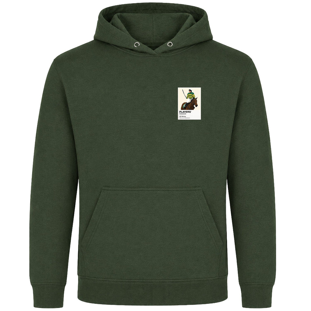 AP McCoy horse racing hoodie – mens earthy green hoodie view