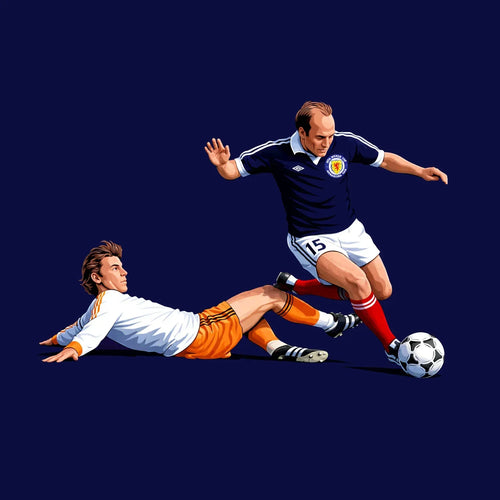 Archie Gemmill t-shirt – navy men's t-shirt with white Archie Gemmill letters and Players Couture logo on the chest