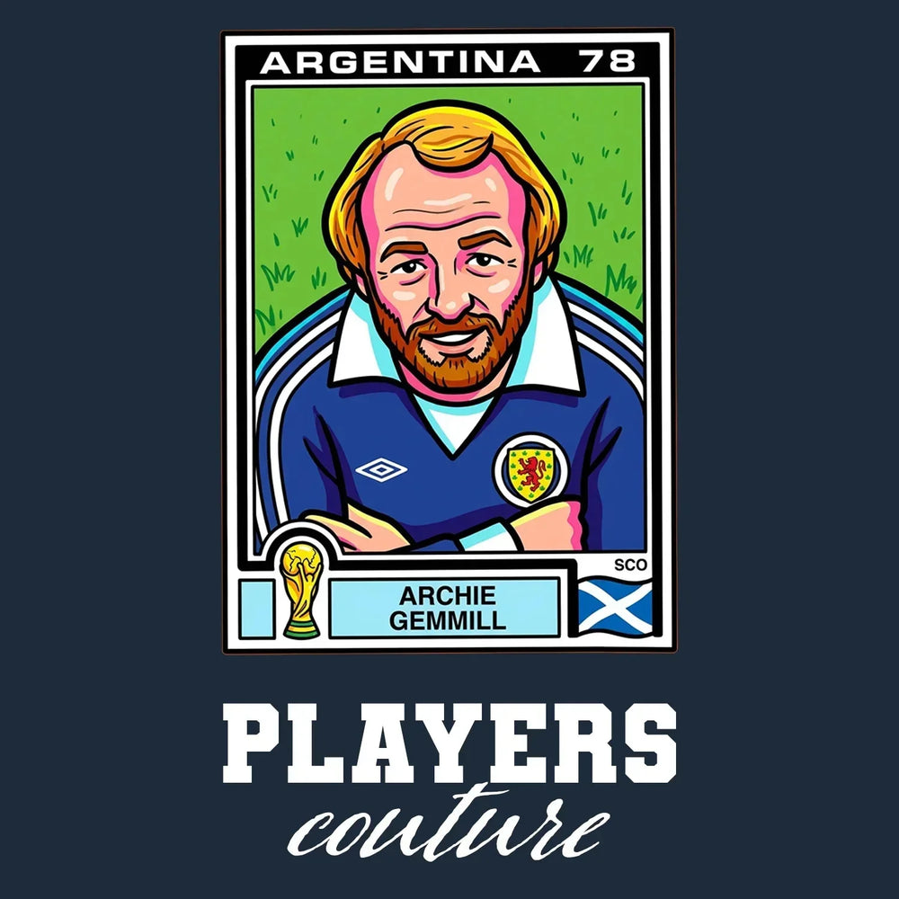 Archie Gemmill World Cup Sticker Kids T-Shirt – archie gemmill navy Players Couture design