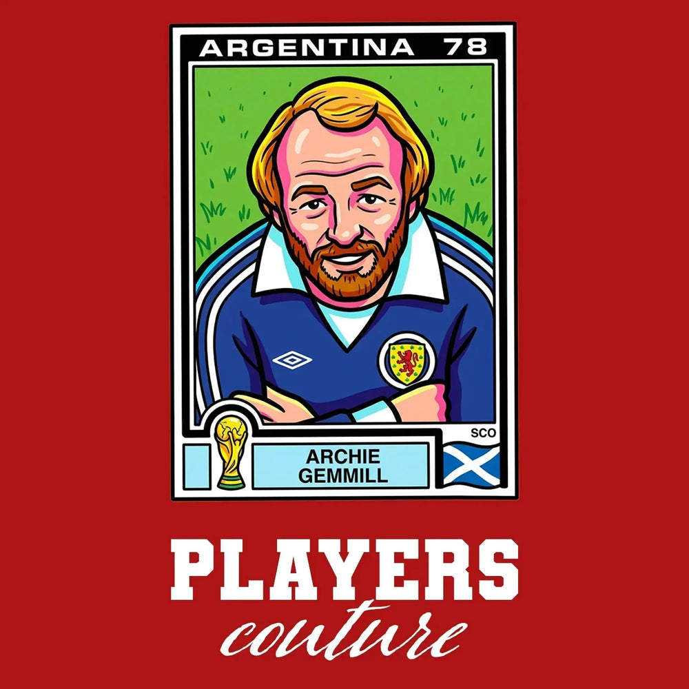 Archie Gemmill World Cup Sticker Kids T-Shirt – archie gemmill red Players Couture design