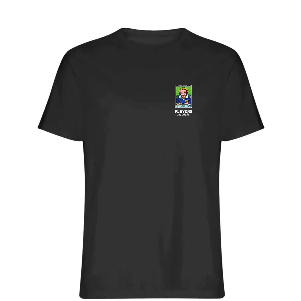 Archie Gemmill World Cup t-shirt – black men's t-shirt featuring the Archie Gemmill World Cup Players Couture logo