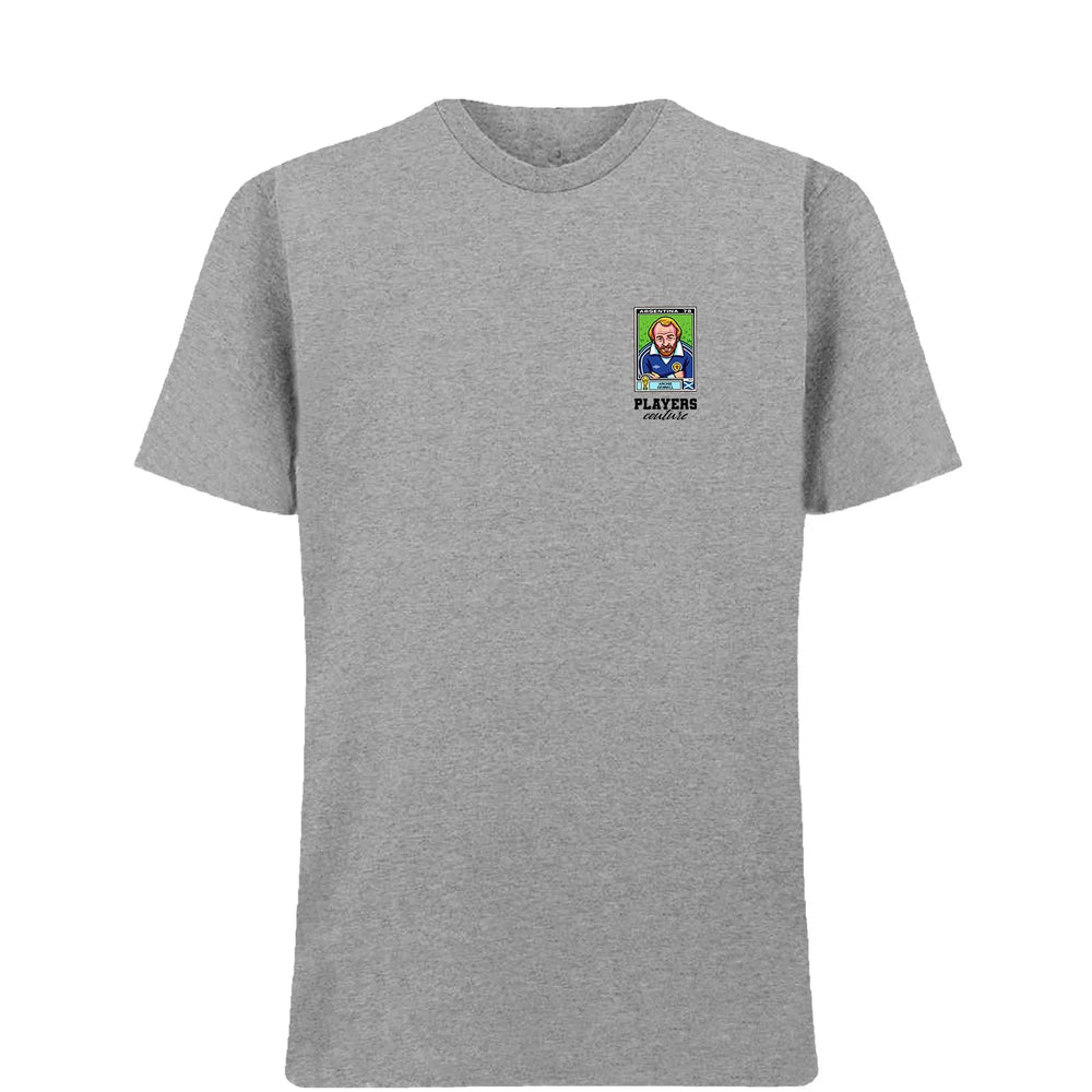 Archie Gemmill World Cup t-shirt – grey men's t-shirt featuring the Archie Gemmill World Cup Players Couture logo