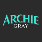 Archie Gray Logo Men's Hoodie – grey close-up detail shot of the Archie Gray Players Couture logo design