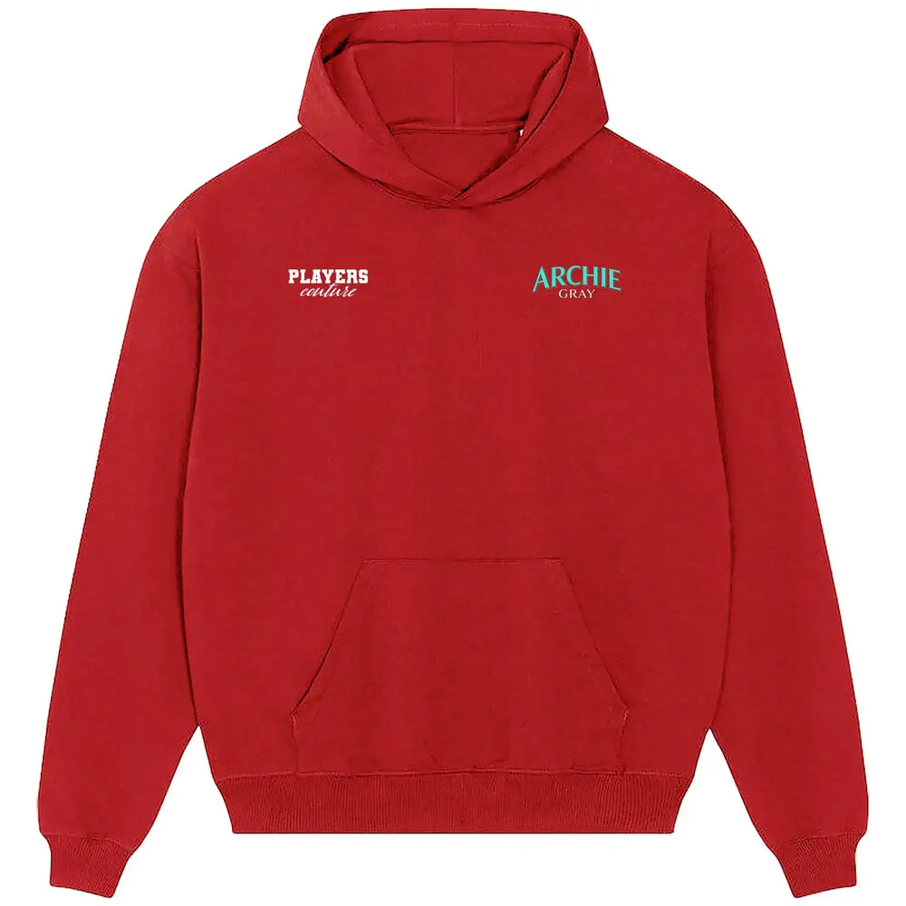 Archie Gray Logo Players Couture Men's Casual Hoodie - Red / S | England, Fashion Collection, Football, Hoodies, Leeds United, Men's, Tottenham Hotspur, Volume 1