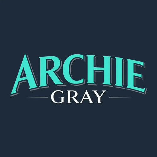 Archie Gray Logo Men's Hoodie – grey close-up detail shot of the Archie Gray Players Couture logo design
