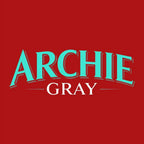 Archie Gray Logo Men's Hoodie – grey close-up detail shot of the Archie Gray Players Couture logo design