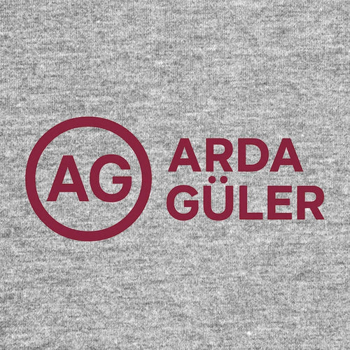 Arda Guler Logo Men's Hoodie – grey close-up detail shot of the Arda Guler Players Couture logo design