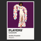 Aretha Franklin the commanding microphone and piano presence of the Queen of Soul Icon Frame artwork in black