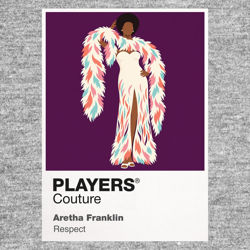 Aretha Franklin the commanding microphone and piano presence of the Queen of Soul Icon Frame artwork in grey