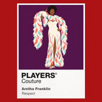 Aretha Franklin the commanding microphone and piano presence of the Queen of Soul Icon Frame artwork in red