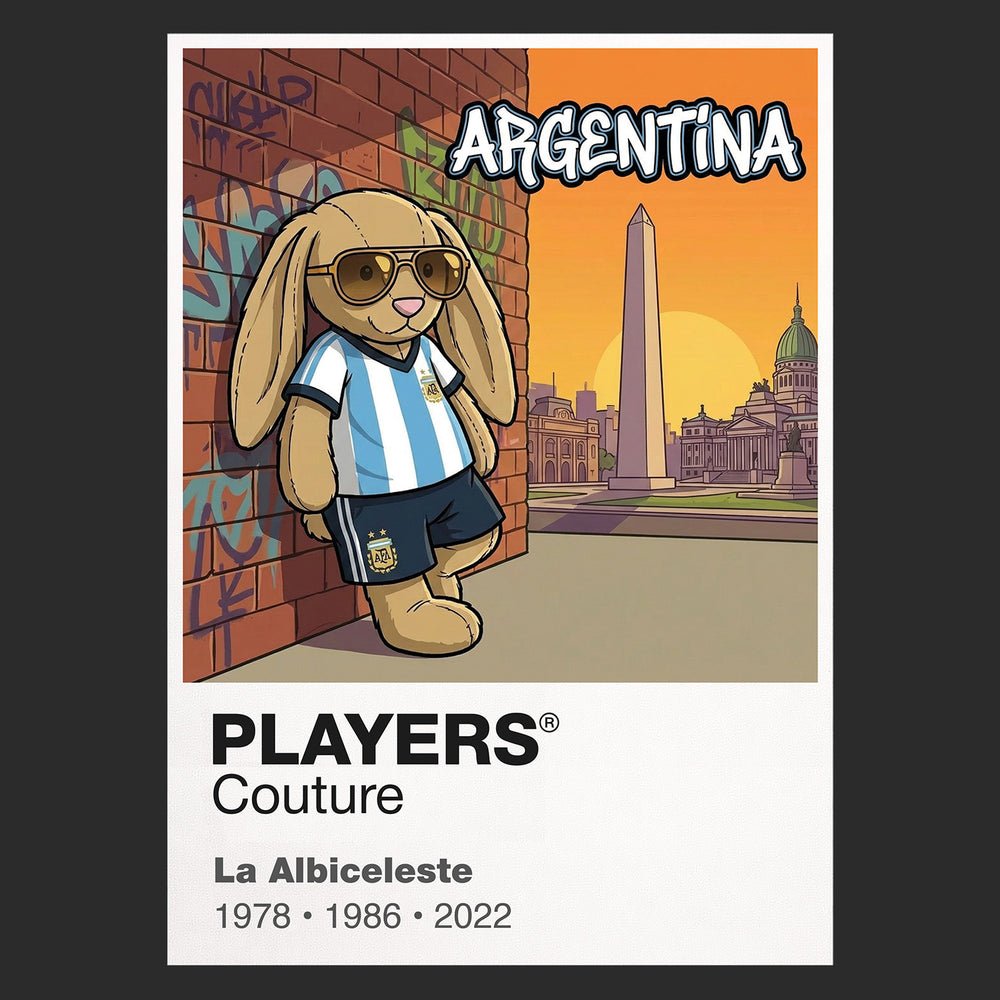 Argentina Football Cool Bunny Kids Hoodie – Argentina football cool bunny artwork close-up on Black – Players Couture
