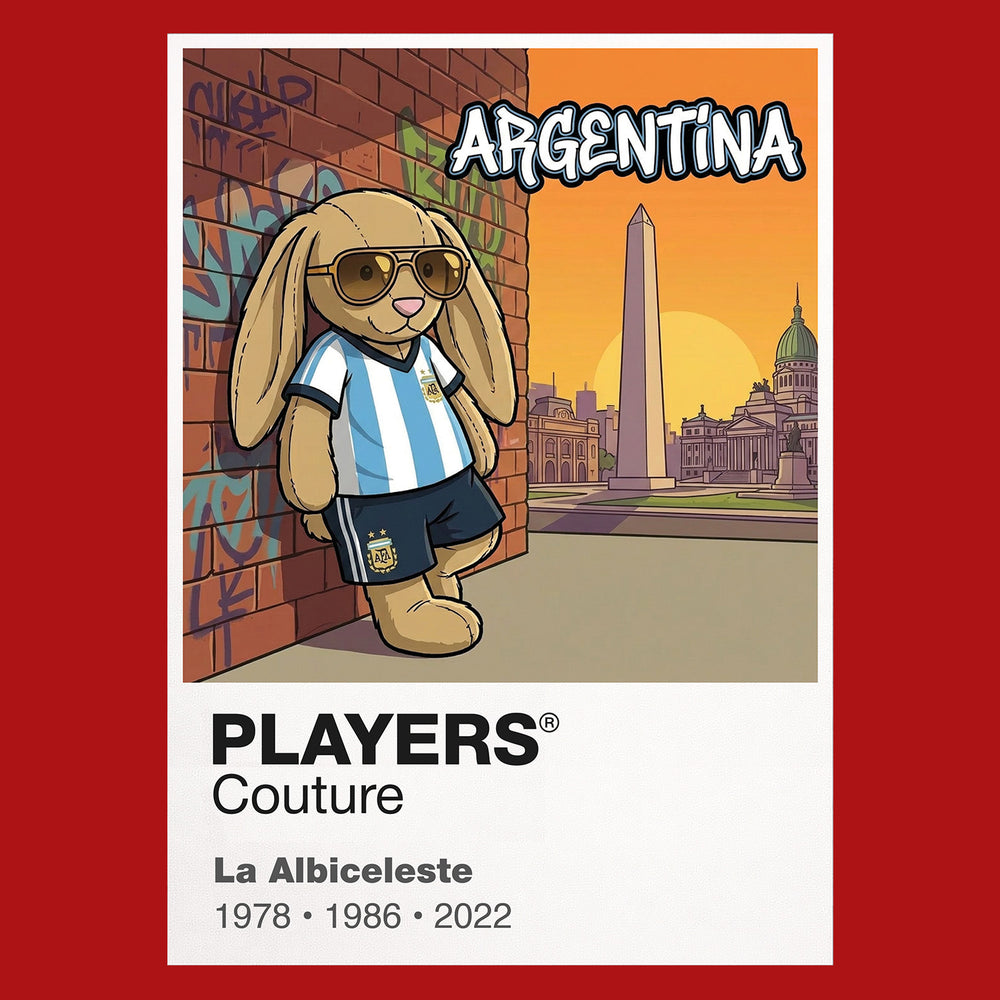 Argentina Football Cool Bunny Kids Hoodie – Argentina football cool bunny artwork close-up on Red – Players Couture
