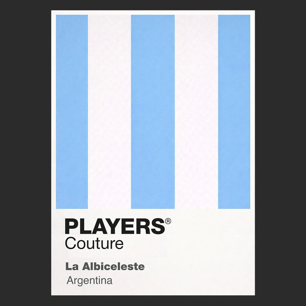 Argentina Classic Football Shirt Colours Frame Men's T-Shirt – black close-up detail shot of the Argentina Players Couture