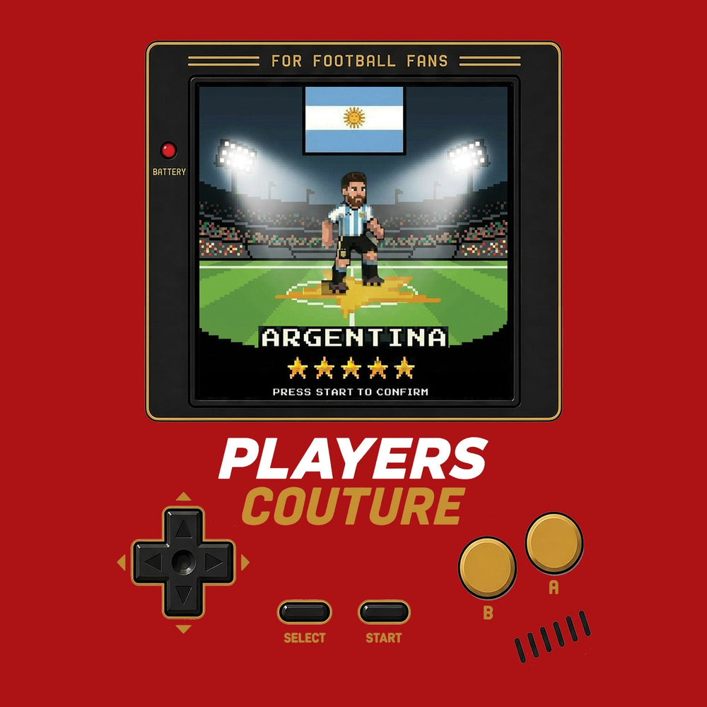 Argentina World Cup 8-Bit Men's Hoodie retro gaming football design by Players Couture
